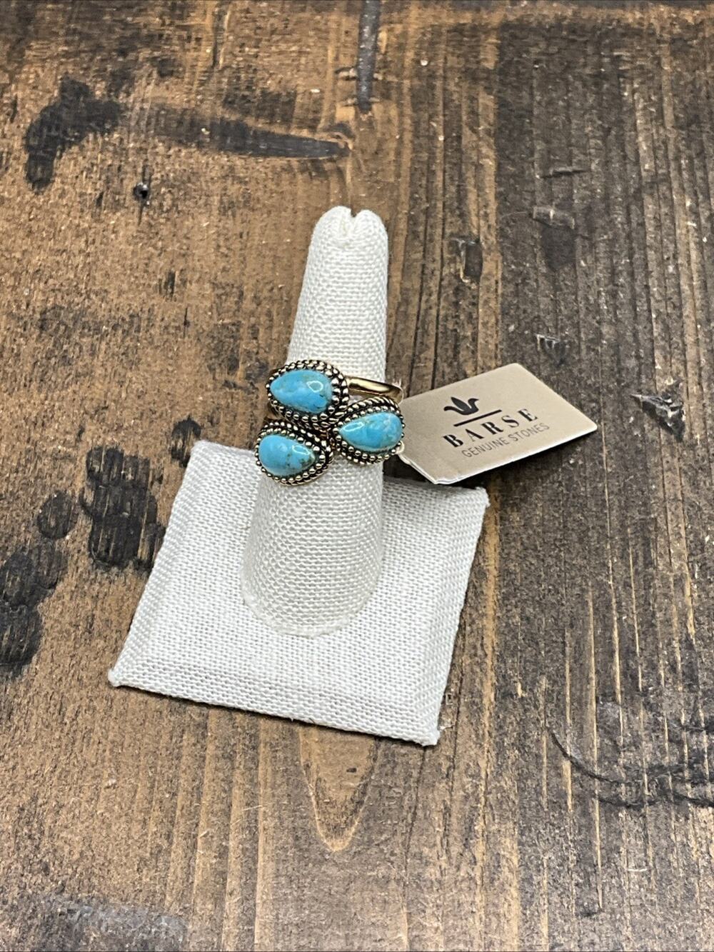 Barse Santo Domingo Trio Ring-Turquoise - Bronze-7.75-NWT
